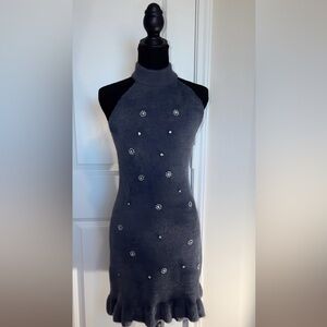 Zara Blue Sleeveless Dress with Embellishments